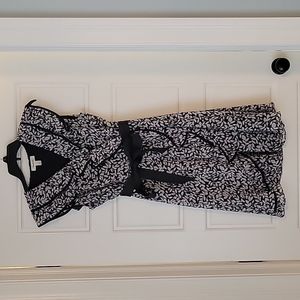 Flowy Black & White Floral Dress, Size 8